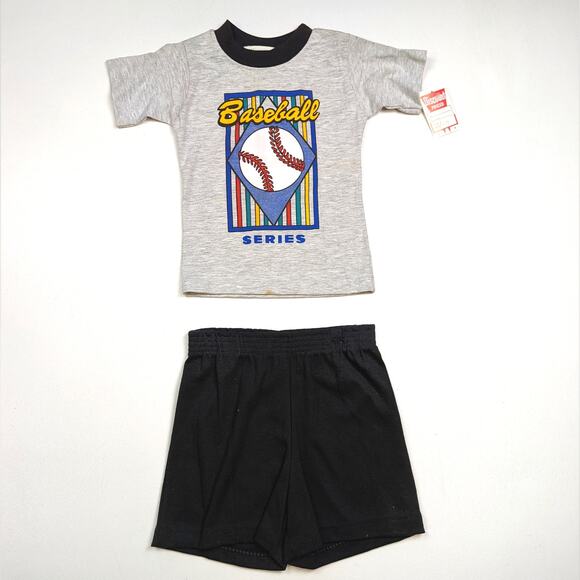 Vintage Great Gear Outfit Boys Sz 4 Gray Baseball Casual Basic 90s Sports - Picture 1 of 4